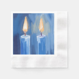 Blauwe Hanukka Kaarsen Watercolor Vrije Tijd Servet