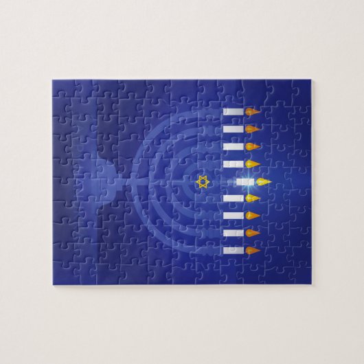 blauwe hanukka legpuzzel (Horizontaal)