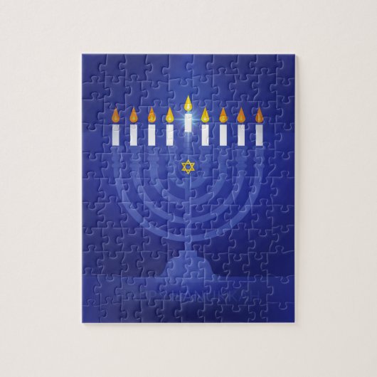 blauwe hanukka legpuzzel (Verticaal)