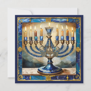 Blauwe Hanukka Menora
