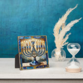 Blauwe Hanukka Menora Fotoplaat (Insitu)