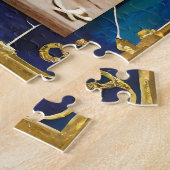 Blauwe Hanukka Menora Legpuzzel (Zijkant)