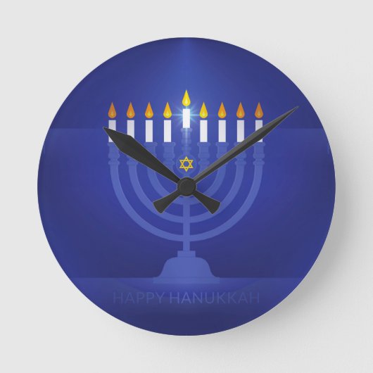 blauwe hanukka ronde klok (Voorkant)