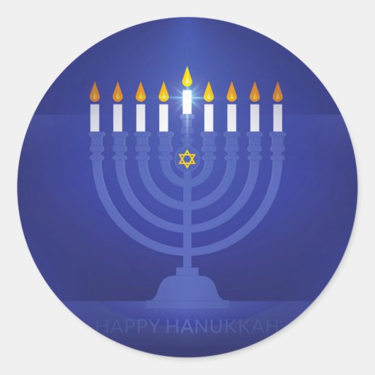 blauwe hanukka ronde sticker (Voorkant)