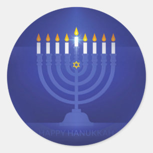 blauwe hanukka ronde sticker