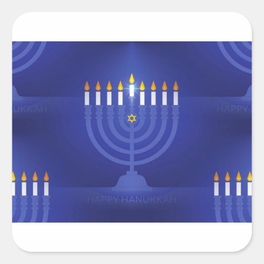 blauwe hanukka vierkante sticker (Voorkant)
