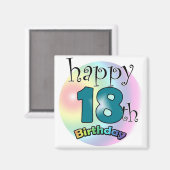 Blauwe Happy 18th Birthday Magneet (Voorkant / Achterkant)