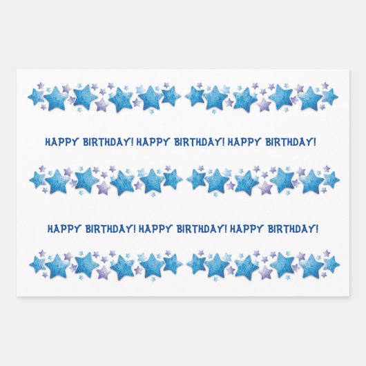 Blauwe Happy Birthday voor u die papier pakt Inpakpapier Vel (Voorkant 3)