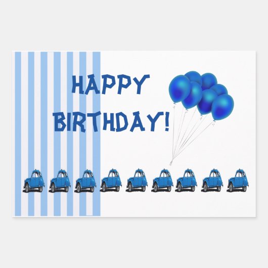 Blauwe Happy Birthday voor u die papier pakt Inpakpapier Vel (Voorkant 2)