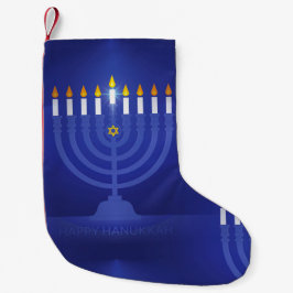 Blauwe Happy Hanukkah kous Kleine Kerstsok