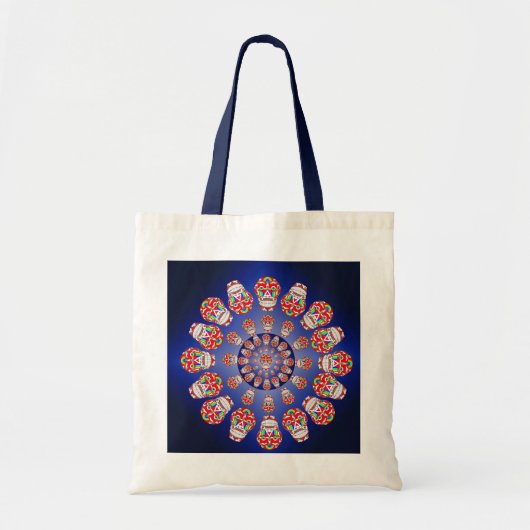 Blauwe happy tote bag (Voorkant)