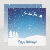 Blauwe Happy Winter Feestdagen Snowflakes Feestdagenkaart (Voorkant / Achterkant)