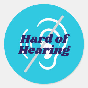 Blauwe hardhorende ondersteuning ronde sticker