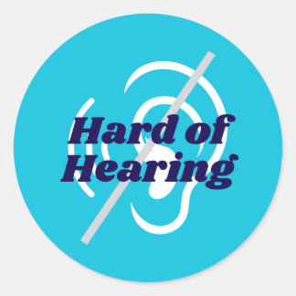 Blauwe hardhorende ondersteuning ronde sticker