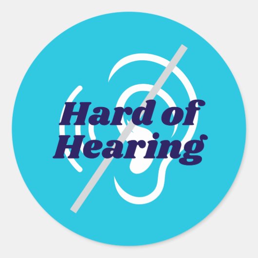 Blauwe hardhorende ondersteuning ronde sticker (Voorkant)