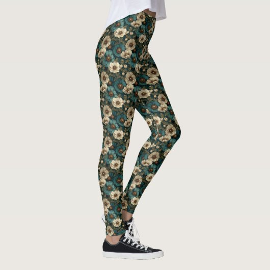 Blauwe hardloopanemonen geïnspireerde kerstcadeaus leggings (Rechts)