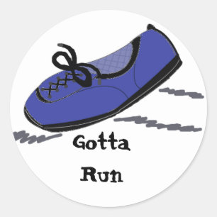 Blauwe hardloopschoen - Moet hardlopen Ronde Sticker