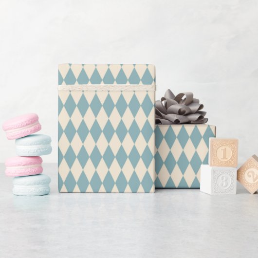  Blauwe Harlequin Cadeaupapier (Baby Shower)