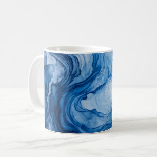 Blauwe Harmonieuze Stroom Blauwe Witte Abstracte Koffiemok