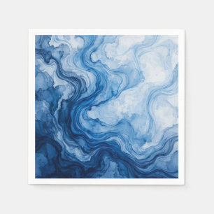 Blauwe Harmonieuze Stroom Blauwe Witte Abstracte Servet