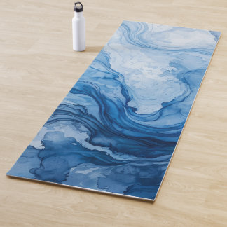Blauwe Harmonieuze Stroom Blauwe Witte Abstracte Yogamat