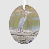 Blauwe haron, dubbelzijdig plastic siermiddel ornament (voorkant)