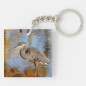 Blauwe haron, omhuld met herfst sleutelhanger (Achterkant)