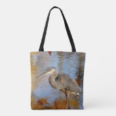 Blauwe haron, omhuld met herfst tote bag (Achterkant)