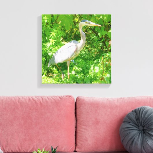 Blauwe haron, vijver, wilde vogel, natuur canvas afdruk (Insitu (Woonkamer))