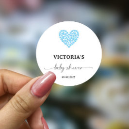 Blauwe Hart Baby Shower Feestje Ronde Sticker