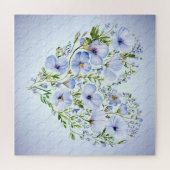 Blauwe Hart Bloemen Jigsaw Puzzel (Horizontaal)