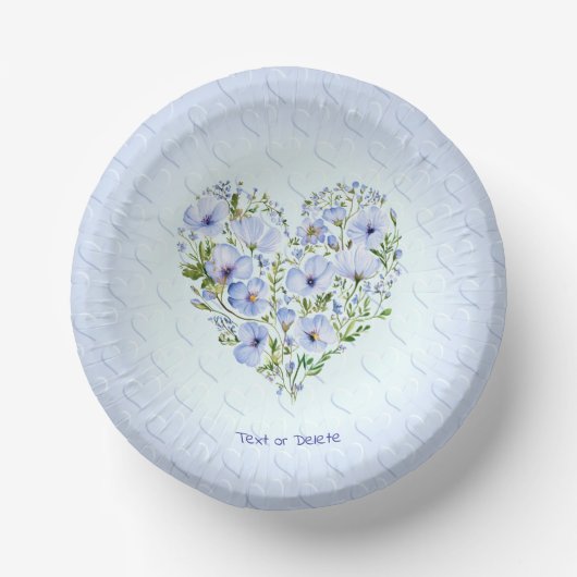 Blauwe Hart Bloemen Papieren Bowl Kommen (Voorkant)