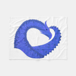 Blauwe hart draak op wit fleece deken
