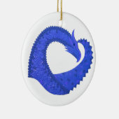 Blauwe hart draak op wit keramisch ornament (Rechts)