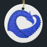 Blauwe hart draak op wit keramisch ornament<br><div class="desc">Blauwe hart draak op wit</div>