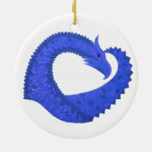 Blauwe hart draak op wit keramisch ornament (Achterkant)