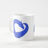 Blauwe hart draak op wit koffiemok (Voorkant links)