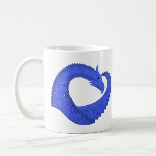 Blauwe hart draak op wit koffiemok (Links)