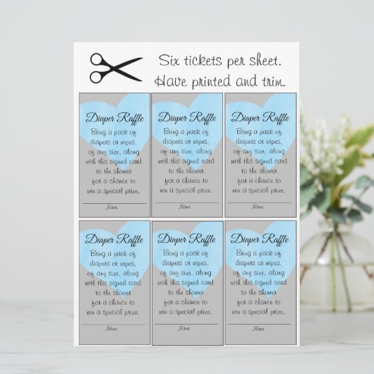 Blauwe Hart Luier Raffle Kleine Jongen Baby shower Kaart (Staand voorkant)