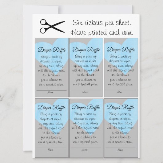 Blauwe Hart Luier Raffle Kleine Jongen Baby shower Kaart (Voorkant)