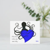 Blauwe Hart Octopus - Briefkaart (Staand voorkant)