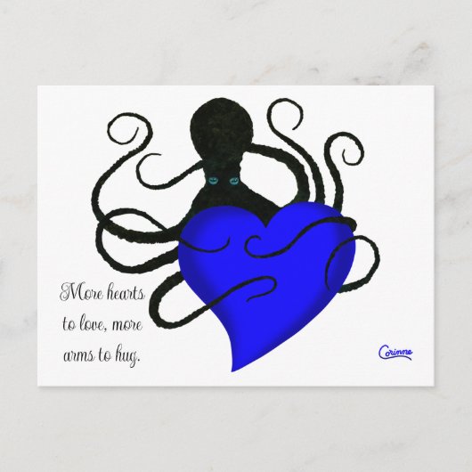Blauwe Hart Octopus - Briefkaart (Voorkant)