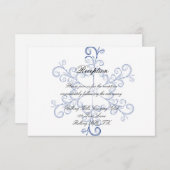 Blauwe Hart Sneeuwvlok Bruiloftsreceptie Informatiekaartje (Voorkant / Achterkant)