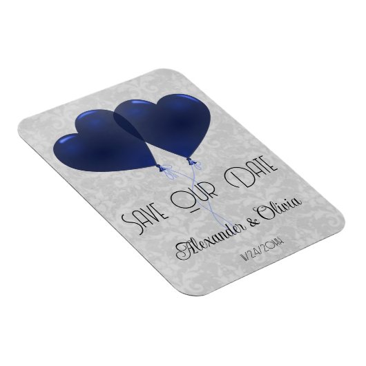 Blauwe hartballonnen opslaan de datum magneet (Rechterzijde)