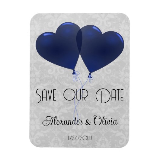 Blauwe hartballonnen opslaan de datum magneet (Verticaal)