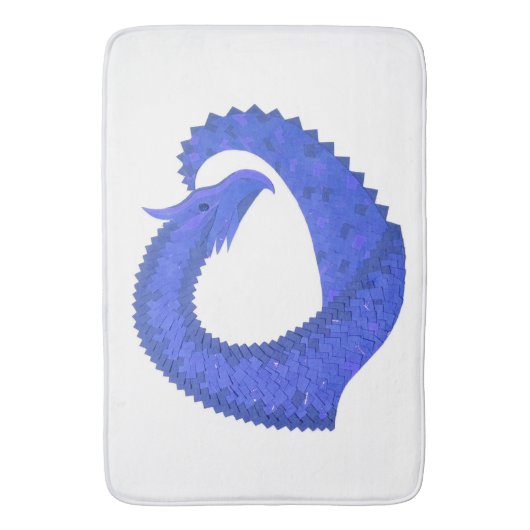 Blauwe hartdraak op wit badmat (Voorkant Verticaal)