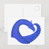 Blauwe hartdraak op wit briefkaart (Voorkant / Achterkant)