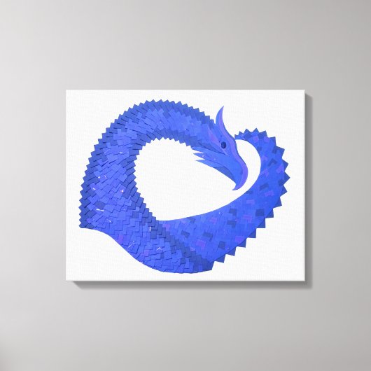 Blauwe hartdraak op wit canvas afdruk (Voorkant)