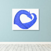 Blauwe hartdraak op wit canvas afdruk (Insitu (Houten vloer))