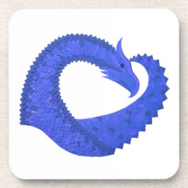 Blauwe hartdraak op wit drankjes onderzetter